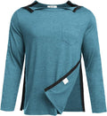 Deyeek Men's Post Shoulder Surgery Recovery Shirts Full Tear Away Long Sleeve Snap Chemo Port Access Shirt