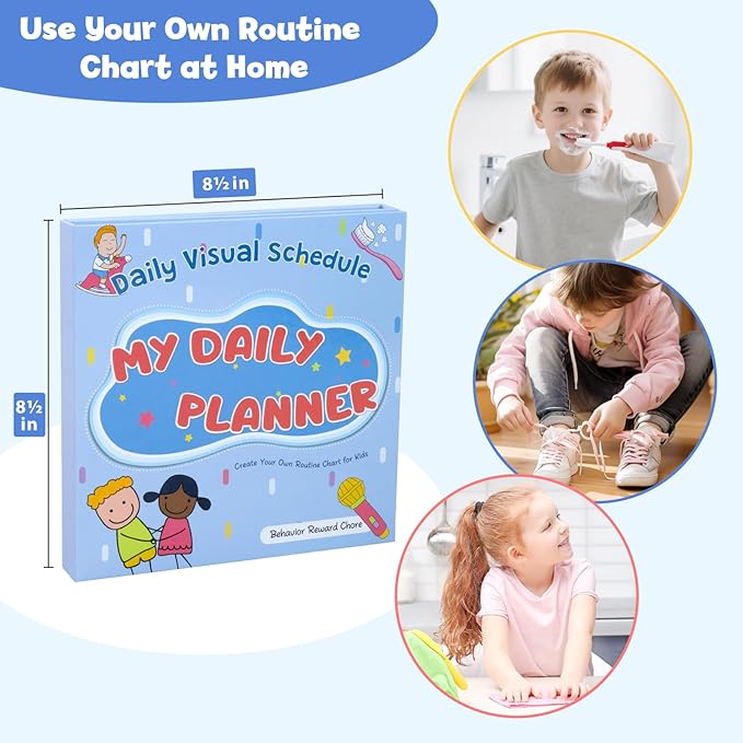 Magnetic Visual Schedule for Kids, Kids Chore Chart Cards for Morning & Bedtime, Daily Routine Chart Autism ADHD Tools for Kids,96 Magnets and Board