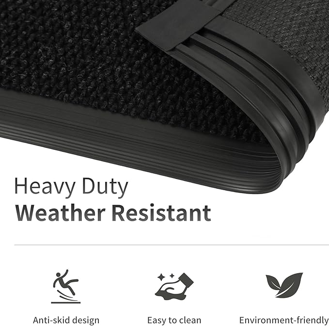 2ft x 4ft Front Door Mat Indoor Outdoor Entrance, Commercial Heavy Duty Entryway Matt, Non-Slip Rubber Backing Low Profile Doormat, Waterproof Dirt Trapper Welcome Mat for High Traffic Area