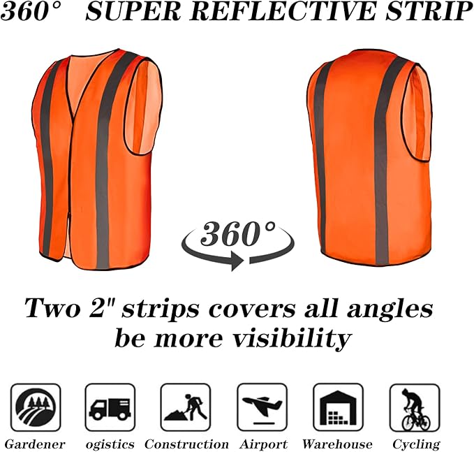 10 Pack Mount Marter Safety Reflective Vest for Outdoor Operator and Sportsmen