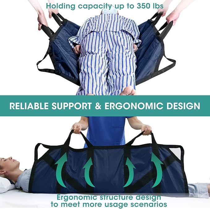 Bed Positioning Pad with Reinforced Handles, 45" X 36" Multipurpose Waterproof Transfer Sheet for Turning, Lifting & Sliding, Reusable Washable Patient Positioning Sheet for Bedridden, Caregiver, Dark