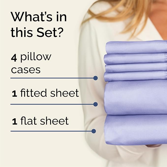 Full 6 Piece Sheet Set - Cooling & Breathable Bed Sheets - Hotel Luxury Bed Sheets for Women, Men, Kids & Teens - Comfy Bedding w/Deep Pockets & Easy Fit - Soft & Wrinkle Free - Full Lavender Sheets
