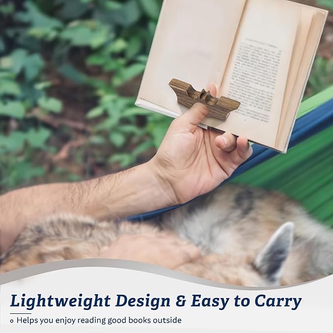 Bat Thumb Book Page Holder, Smooth Finish Walnut Wood Book Holder for Reading, Ideal Book Reader Gifts & Reading Accessories,Book Worm Gifts for Women, Thumb Book Page Holder - Book Lover Gifts