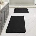 MIULEE Set of 2 Ultra Thin Bathroom Rugs, Rubber Bath Mats for Bathroom Non Slip, Quick Dry Absorbent Bath Rug Machine Washable, Fit Under Door, Shower, Sink, Halloween Decor, Black, 20"x24"+17"x27"
