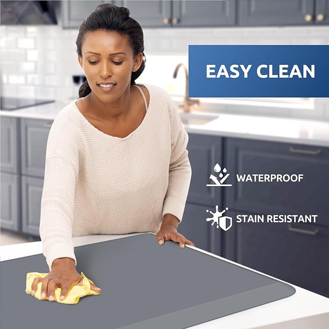KitchenClouds Kitchen Mat Cushioned Anti Fatigue Rug 22"x54" Waterproof, Non Slip, Standing and Comfort Desk/Floor Mats for House Sink Office (Grey,0.8inch)