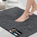 GORILLA GRIP Bath Rug Mat 48x17, Soft Absorbent Chenille, Quick Dry Microfiber Mats, Rubber Backing Washable Shower Floor Rugs, Bathmat Runner, US Designed Bathroom Home Decor Accessories Charcoal