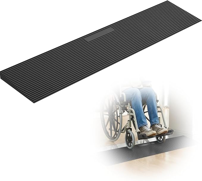 FACHNUO 1.2" Rise Rubber Threshold Ramp for Doorways, 35.4" Wide, 3306 LBS Load Capacity Wheelchair Ramp - Cuttable Non-Slip Rubber Ramp, Secure and Stable for Curbs, Wheelchairs, Walkers and Scooters