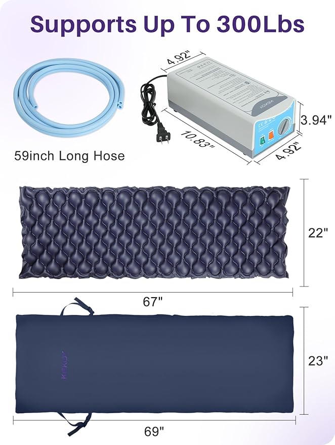 Kekoy Alternating Air Pressure Mattress Pad for Recliner Chair, Upgraded Anti-Slip Design, Pressure Relief Cushion & Bedsore Prevention for Elderly, Quiet Pump, Waterproof Cover for Home Hospital Use