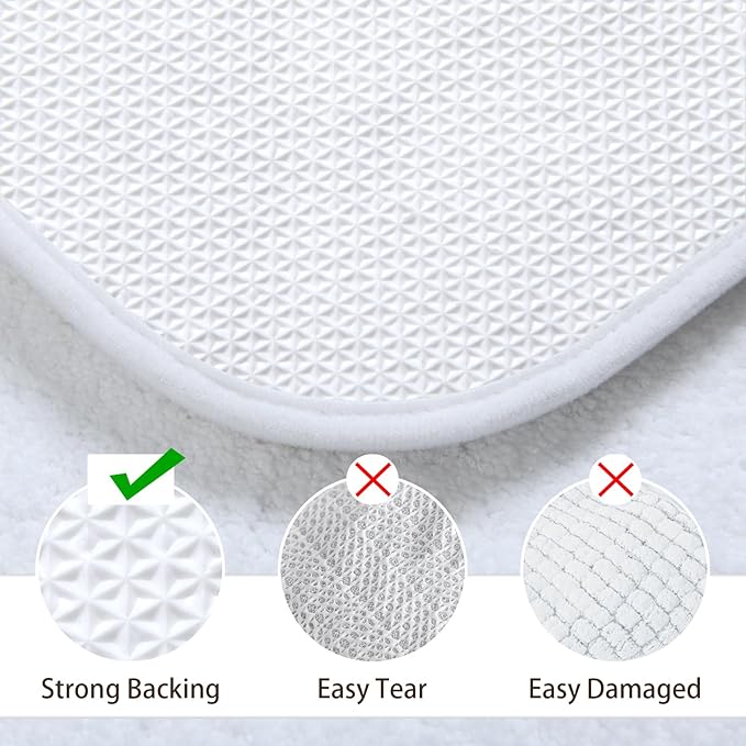 LOCHAS Bathroom Rug Set White, Soft Bath Rug Set 2 Piece, Toilet Mat U-Shaped 20x20 and 34x20 Bath Rugs, Quickly Dry Mats for Bathroom, Tub, Washable, Super Absorbent Floor Mat