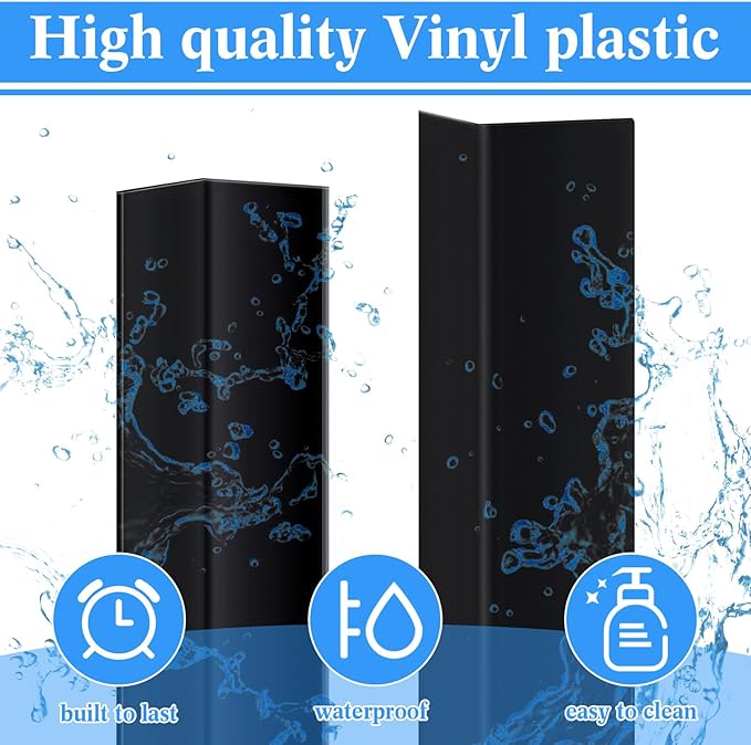 Sasylvia 10 Pcs 2-3/8 x 48 Inches Wall Corner Protector Guards, Avoid Scratching Scuffs, Vinyl Corner Trim Molding, Ease Install and Cleaning for Door Countertop Furniture Cabinet Protection (Black)