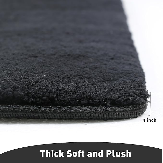 PURE ERA Carpet Stair Treads Ultra Plush 8" X 30" Soft Indoor Stair Protectors Pet-Friendly Non-Slip Skid Resistant Tape Free Washable Reusable(2 Pieces, Black)