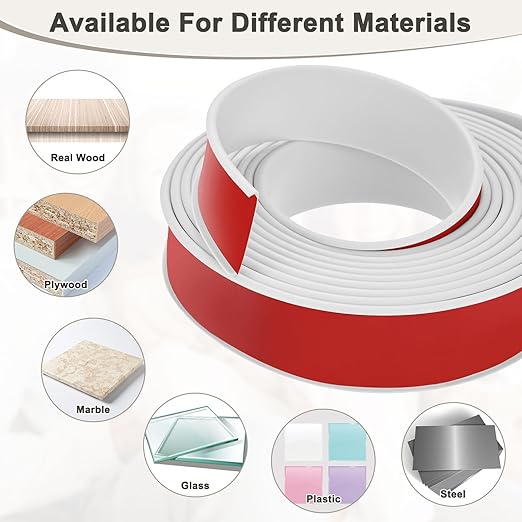 U-Shape Edge Banding, 1.57 Inch x 16.4 FT Self Adhesive Rubber Edge Trim Flexible TPE Corner Protector for Desk/Shelves/Furniture/Countertop/Table/Cabinet/Plywood [White]