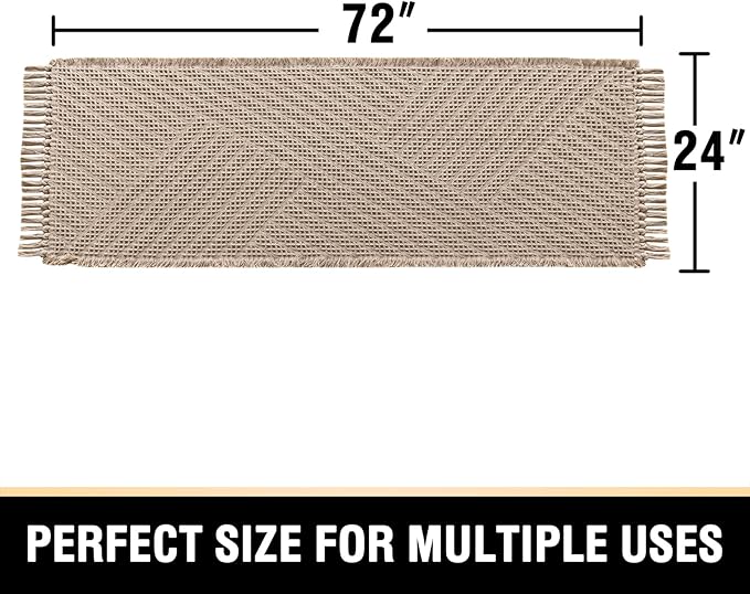 H.VERSAILTEX Waffle Bath Runner Rug Long Bath Mat Super Absorbent Boho Bath Rugs Non Slip Bath Runner for Bathroom Floor Machine Washable Dry Fast Bathroom Rugs with Tassels, 24" x 72", Irish Cream