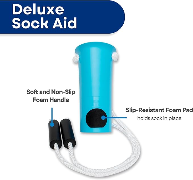 RMS Sock Aid Kit - Easy On Easy Off Device for Putting On Socks and Removing Socks or Stockings for Men and Women with Limited Mobility (Blue)