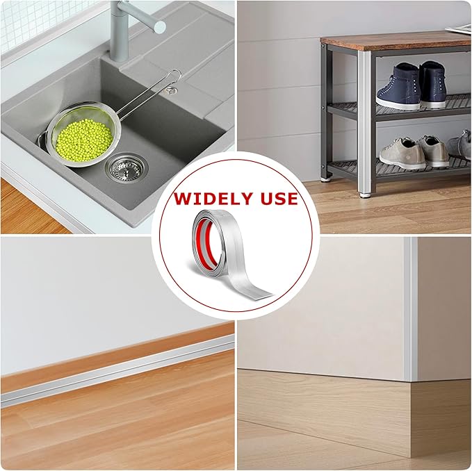 Flexible Wall Corner Protector Moulding Trim Peel and Stick Wall Corner Guards Edge Protector Self Adhesive Molding Trim Strip for Edge Ceiling (Silver, 1.6 in x 10 Ft)