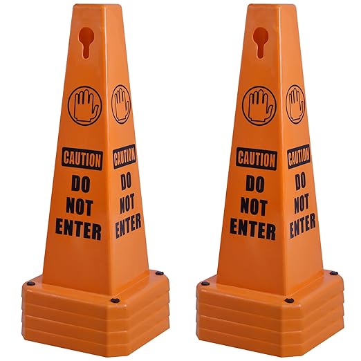 OrangeStar 8-Pack Do Not Enter Traffic Cones, Orange Four Sided No Entry Message Safety Cones with Heavy Rubber Base for Indoor/Outdoor Use