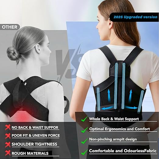 Back Brace Posture Corrector for Women and Men, Upgraded Breathable Full Back Support, Comfortable Shoulder Straightener, Pain Relief for Upper/Lower Back, Support for Scoliosis, Hunchback, Thoracic Spine, (Medium)