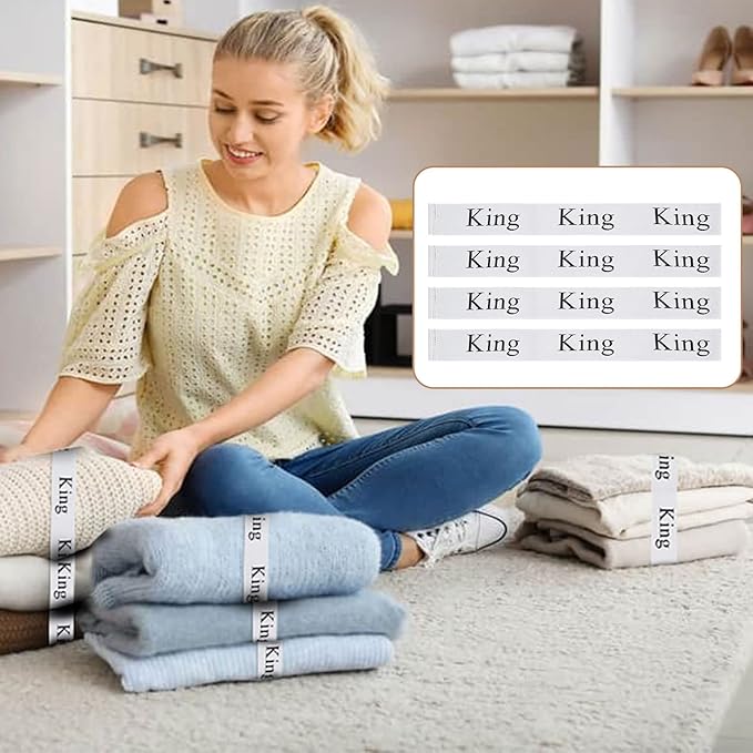 4PCS Bed Sheet Organizer Bands, Storage Labels and Sheet Keepers for Linen Closet - Elastic Bedding Straps for Foldable Bedsheet, Pillow Case, Duvet (King)