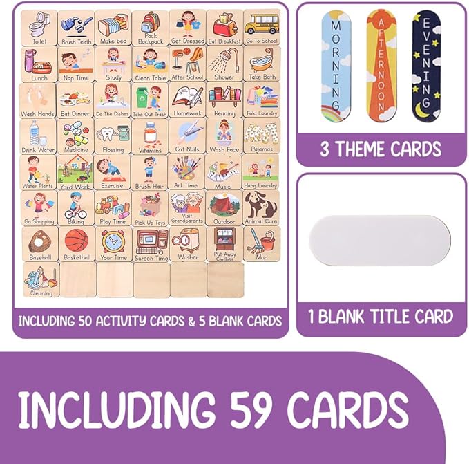 Wooden Kids Chore Routine Board, Toddler Visual Schedule, Home Responsibility Chart