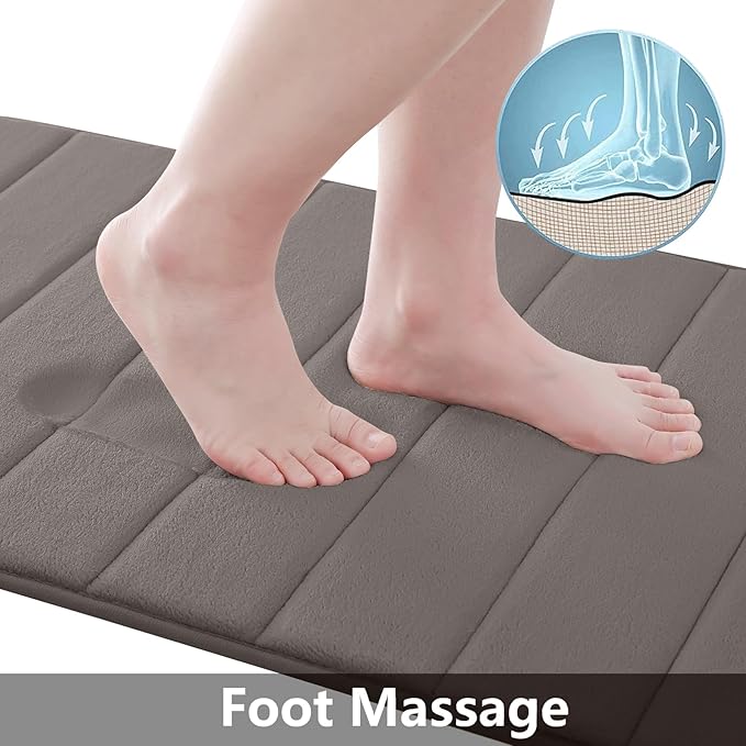 Buganda Memory Foam Bath Mat, 60" x 24", Ultra Soft and Non-Slip Bathroom Rugs, Water Absorbent and Machine Washable Bath Rug Runner for Bathroom, Shower, and Tub, Taupe