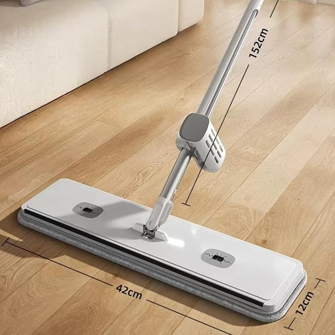 Microfiber Mop Large Flat Mops for Floor Cleaning 4 Reusable Washable mop Pads Hardwood Cleaning System Wet and Dust Mop with 61 in Long Stainless Steel Handle