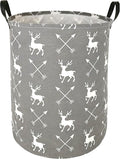 19.7 Inch Round Laundry Clothes Hamper Laundry Basket with Handles,Storage Organizer Bins Laundry Gift Basket for Room, Bedroom Decor (Deer)