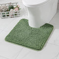 MIULEE Microfiber Toilet Bath Mat U-Shaped Contour Shaggy Rugs Non Slip Extra Thick Soft Absorbent Water for Bathroom Commode Machine Washable(20x20 Inch, Moss Green)