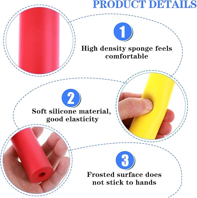 6 Pcs Foam Grip Tubing Comfort Non-Slip Foam Tubing for Utensils Pens Pencils Tools Ergonomic Handle Grip Tube for Elderly, Disabled, 3 Sizes