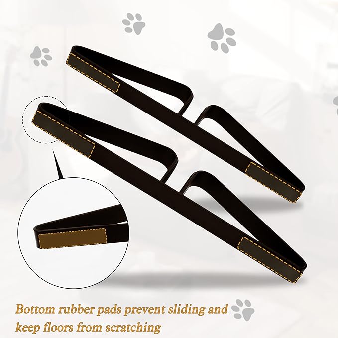 Freestanding Pet Gate Metal Support Feet, Triangle Support Feet Set of 2 for Extra Wide Foldable Pet Gate, Easy to Install, A Pair of Safety Fence Feet for Wooden Dog Gate, Dark Brown