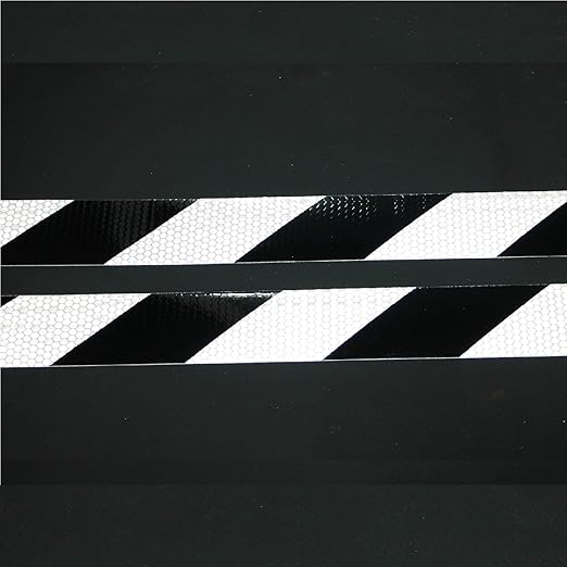 Black White Reflective Tape Outdoor Waterproof 1 inch X 166 feet, High Visibility Hazard Conspicuity Safety Industrial Marking Tape