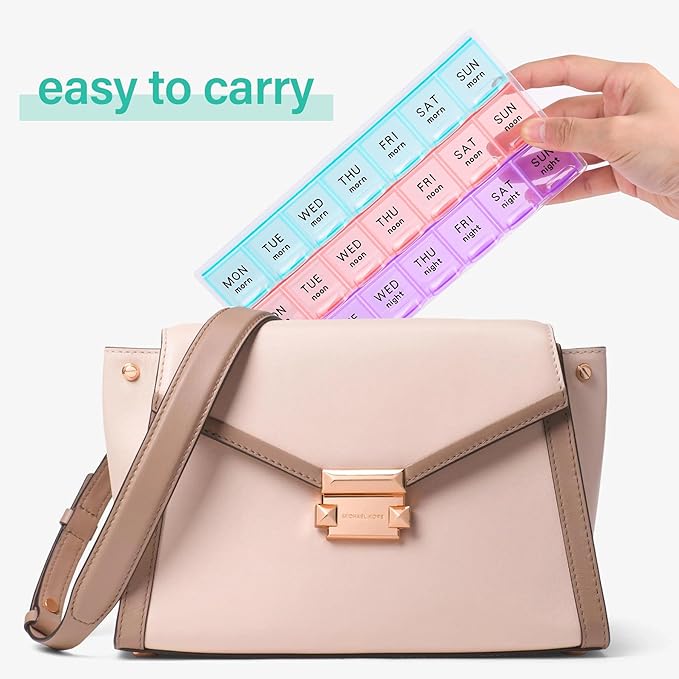 Large Weekly Pill Organizer 3 Times A Day,Travel Pill Cases ，Moisture-Proof 7 Day Pill Contaner,Medicine Pill Organizer, Portable for Pills Vitamin Fish Oil Supplements