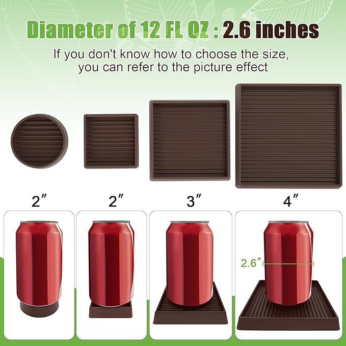 xxxHOLIC Non Slip Furniture Pads, 2” x 2” Brown Square, Set of 4, Anti Skid Furniture Feet Coasters, Rubber Grippers for Hardwood Floors, Bed Couch Stoppers to Prevent Sliding and Floor Scratches