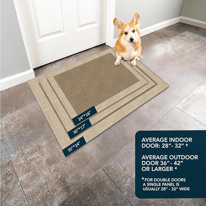Ultra Thin Door Mat Indoor Entrance, 1/10 in Thin Door Mats for Inside Entry, Non-Slip Rubber Backing Washable Doormat, Fade Resistant, Absorbent, Low Profile Dirt Trapper, 35"X24",Orange