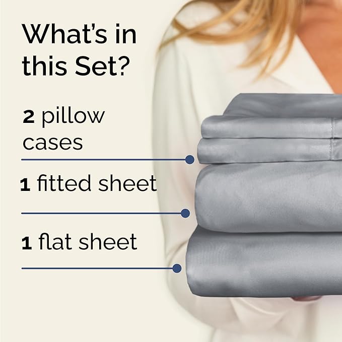 Twin 4 Piece Sheet Set - Cooling & Breathable Bed Sheets - Hotel Luxury Bed Sheets for Women, Men, Kids & Teens - Bedding with Deep Pockets & Easy Fit - Soft and Wrinkle Free - Twin Steel Blue Sheets