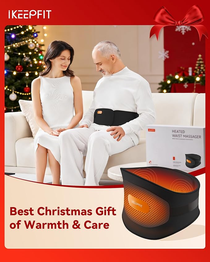 Portable Heating Pad for Back, Cordless Wearable Heat Belt with Massager for Lower Back Pain Relief, Battery Powered 8000 mAh Rechargeable, MAXwarm® 3.0, Gift for Women Men 90-310 lbs