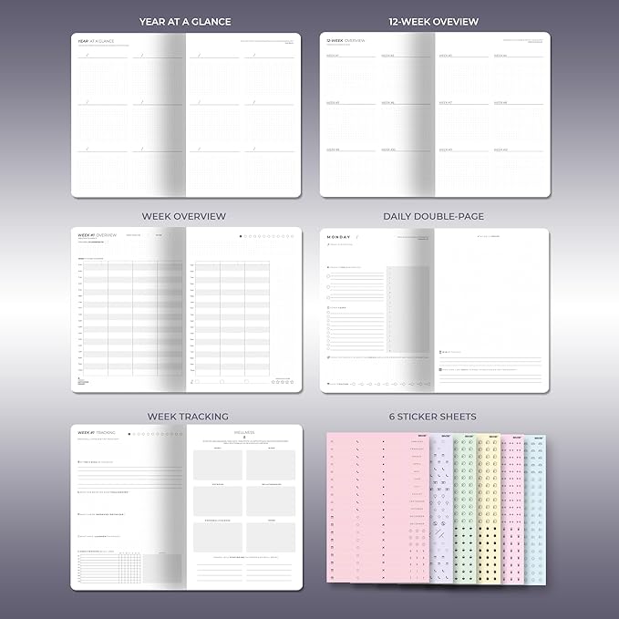 12 Week Focus Planner: High Performance Project Planner - Stay Focused and Achieve your Goals - Weekly and Daily Pages with Scientifically Proven Prompts - Undated, 7x10inch Black Hardcover