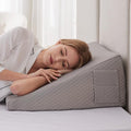 Wedge Pillow for Sleeping, 12" Bed Wedges Pillow for Headboard, Triangle Incline Wedge for Acid Reflux, Pillows Wedge for Back Pain Relief, Elevated Leg Pillow After Surgery, Snoring, Grey