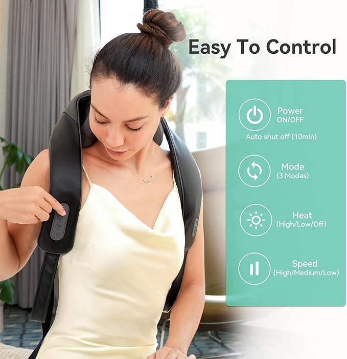 Snailax Cordless Neck Shoulder Massager with Heat for Pain Relief Deep Tissue, Upgarded 4D Kneading, Shiatsu Back Neck Massager Pillow for Neck, Shoulders Back