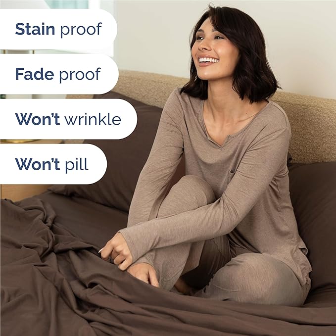 Twin XL 4 Piece Sheet Set - Cooling & Breathable Bed Sheets - Hotel Luxury Bed Sheets for Women, Men, Kids & Teens - Bedding with Deep Pockets & Easy Fit - Soft and Wrinkle Free - Twin XL Brown Sheets