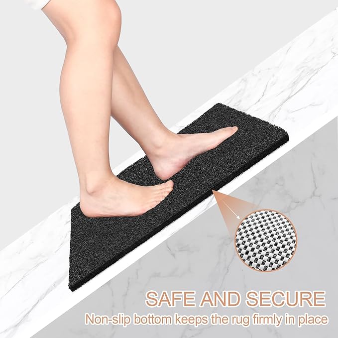 Joyhalo Shower Mat Bathtub Mat Non Slip, Bathmats Non Slip, Quick Drying Foot Scrubber Loofah Mats for Shower, Tub, Bathroom, Home, 24x24inch, Black