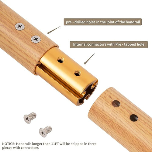 11 FT Modern Aluminum Handrail Set - ADA Compliant Indoor & Outdoor Stair Railing. 1.4" Diameter Grab Bar. Wall-Mounted with 90°Wall Return End. Ideal for Safe Grip，Rust Free(Cherry Wood Grain, 11FT)