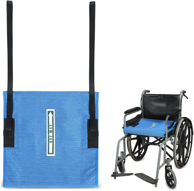 One Way Transfer Support Tubular Seat Cushion, Fall Prevention for Eldery in Chair or Wheelchair, Excellent Non-Slip Seat Cushion in Car Seat or Office Chair (Blue, with Handles(17"x17"))