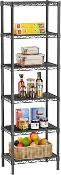 6 Tier Shelf Adjustable Storage Mesh Gaps Metal Utility Shelves Wire Shelving Unit Organizer Rack for Home Kitchen Office Bathroom Pantry Room10 D x 16" W x 60" H Black
