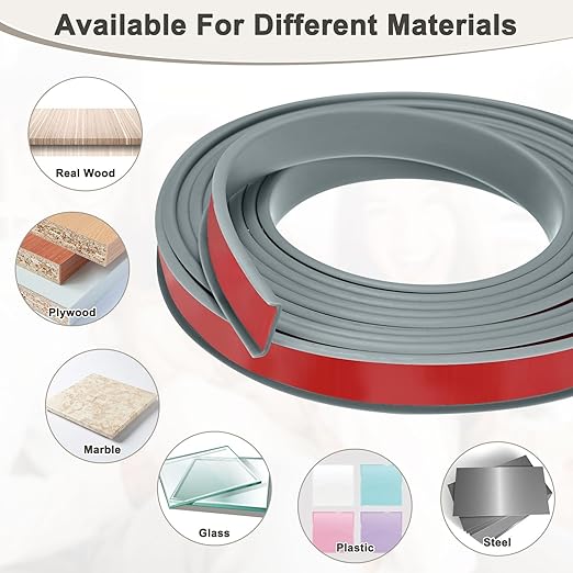 U-Shape Edge Banding, 0.78 Inch x 32.8 FT Self Adhesive Rubber Edge Trim Flexible TPE Corner Protector for Desk/Shelves/Furniture/Countertop/Table/Cabinet/Plywood [Gray]