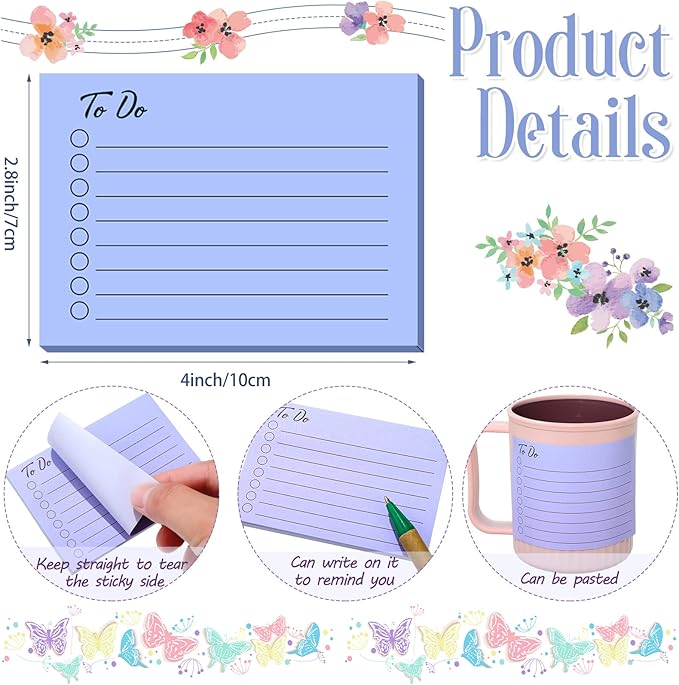 Pajean 9 Pcs/450 Sheet to Do List Sticky Note 3x4 Inch Self Stick Pads with Line Colored Planner Sticky Note Adhesive Memo for Office, Meeting, School, Study, Home Reminder (Simple Colors)