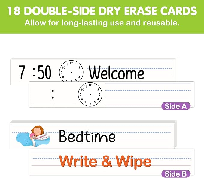 EAMAY Daily Schedule Pocket Charts, Teacher Schedule Chart with Resuable 18 Custom Cards, Classroom Pocket Chart for School Office or Homeschool Activities, Black