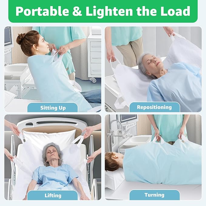 Washable Bed Pad for Incontinence: Waterproof Bed Pads with 8 Handles,2 Packs Reusable Bed Underpads, Waterproof Positioning Bed Pads for Elderly, Adult,Bedwet, Kids,Bedridden,Hospitals, 34"x52"
