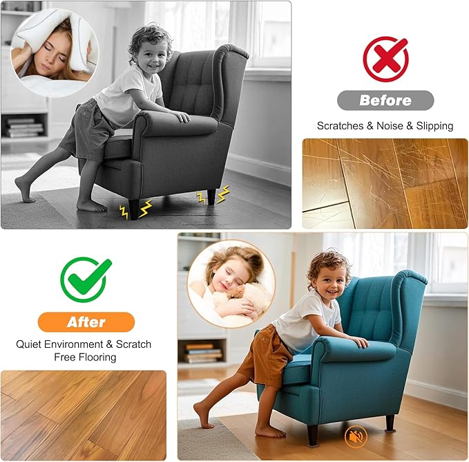 xxxHOLIC Non Slip Furniture Pads, 4” x 4” Brown Square Rubber Grippers for Hardwood Floors, Anti Skid Furniture Feet Coasters, Bed Couch Stoppers to Prevent Sliding and Floor Scratches, Set of 4