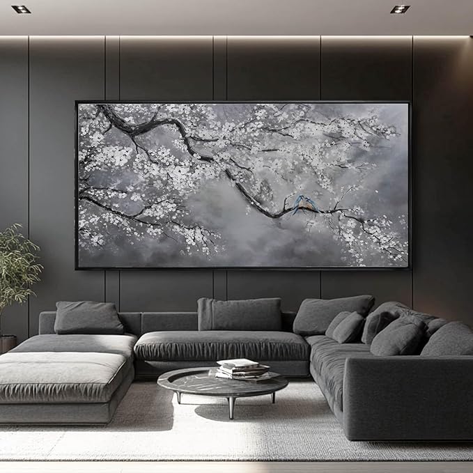 Artexist Flower Canvas Wall Art Black and White Wall Poster Scenery Wall Decor 36"x70" Print Pictures for Dining Room Area Bedroom Artwork