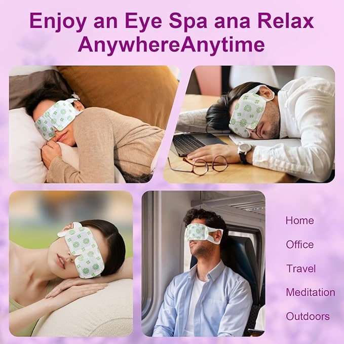 30 Packs Steam Eye Mask, Lavender Steam Eye Masks Disposable, Self-Heating Relief Heated Eye Mask for Fatigue, Perfect for Home, Sleep, Spa & Travel